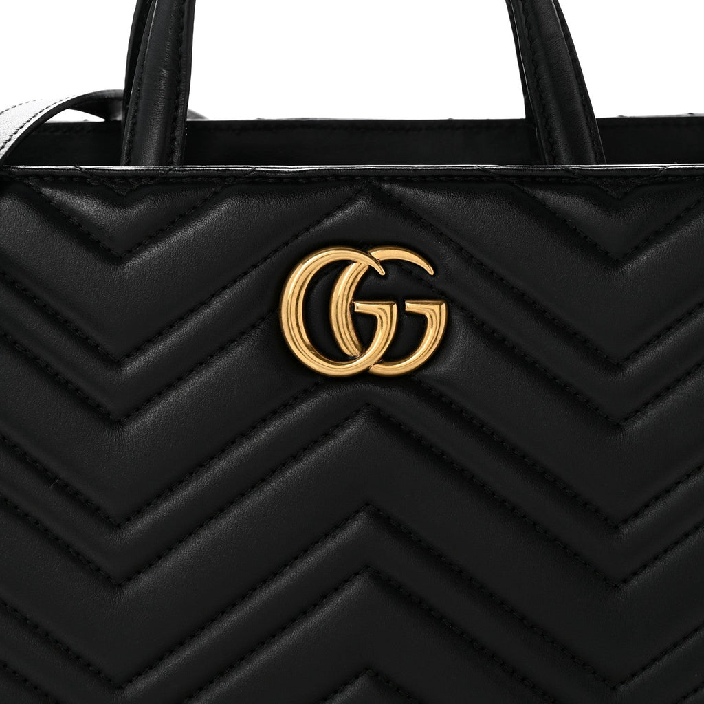 Calfskin Matelasse Small GG Marmont Tote Black wholesalehk.shop