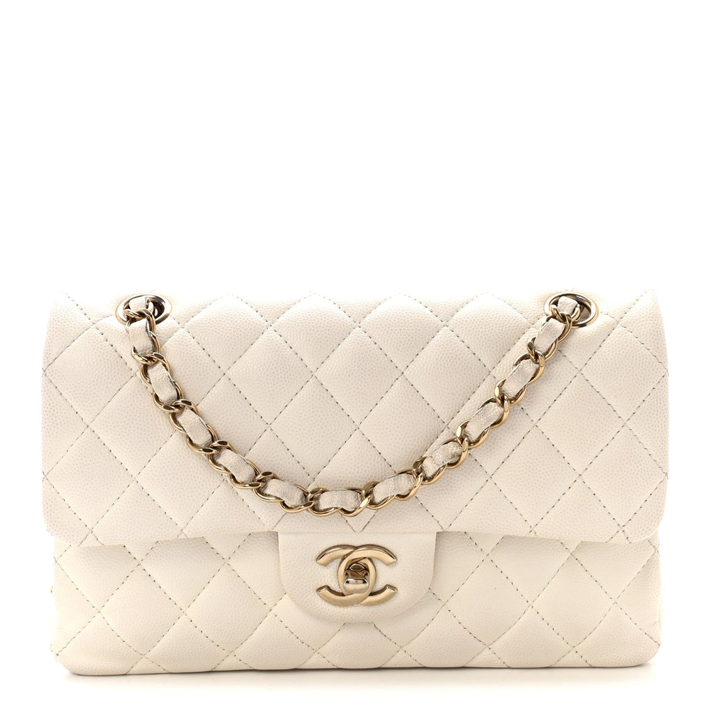 Caviar Quilted Small Double Flap White wholesalehk.shop
