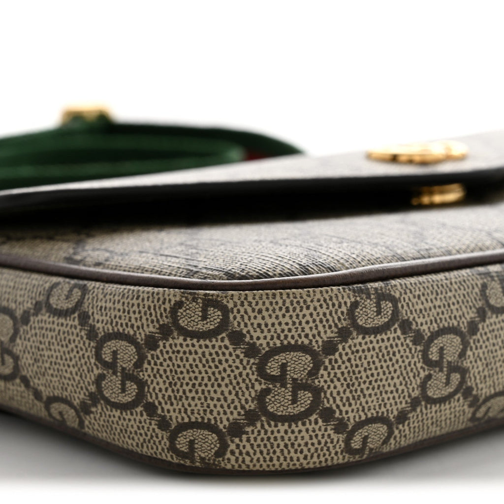 GG Supreme Monogram Textured Dollar Calfskin Web Mini Ophidia Envelope Shoulder Bag Beige Ebony wholesalehk.shop