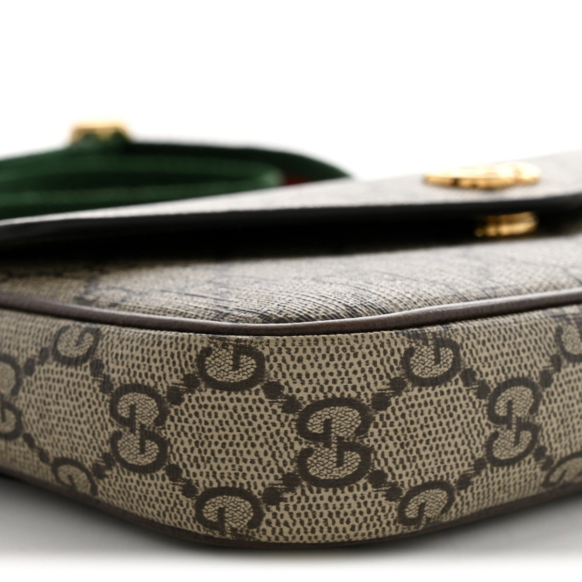 GG Supreme Monogram Textured Dollar Calfskin Web Mini Ophidia Envelope Shoulder Bag Beige Ebony wholesalehk.shop