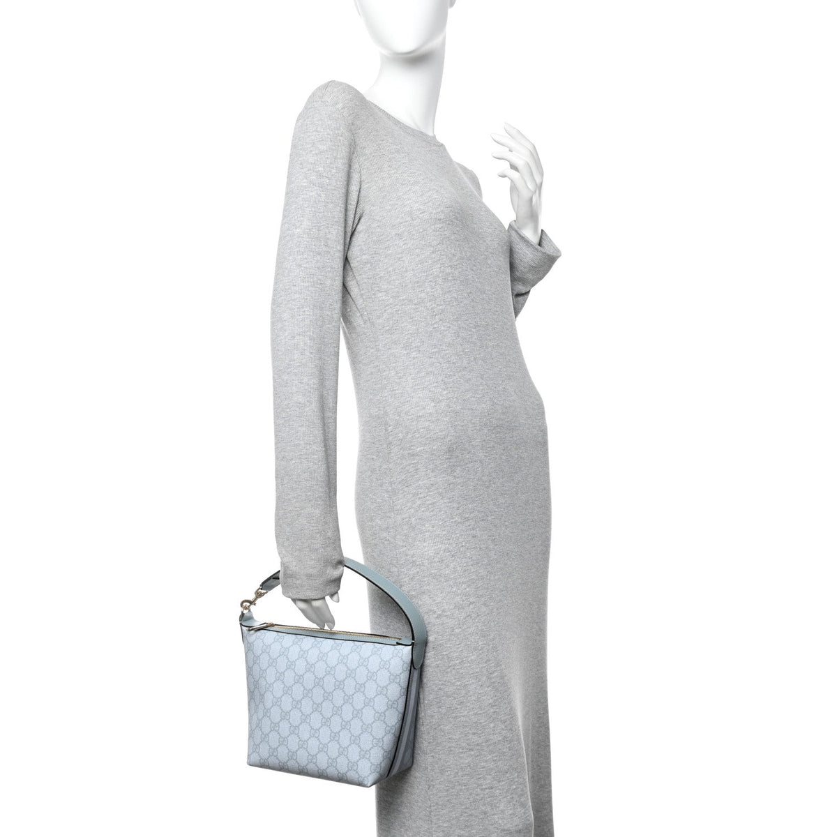 GG Supreme Monogram Textured Calfskin Web Super Mini Ophidia Shoulder Bag Light Blue wholesalehk.shop