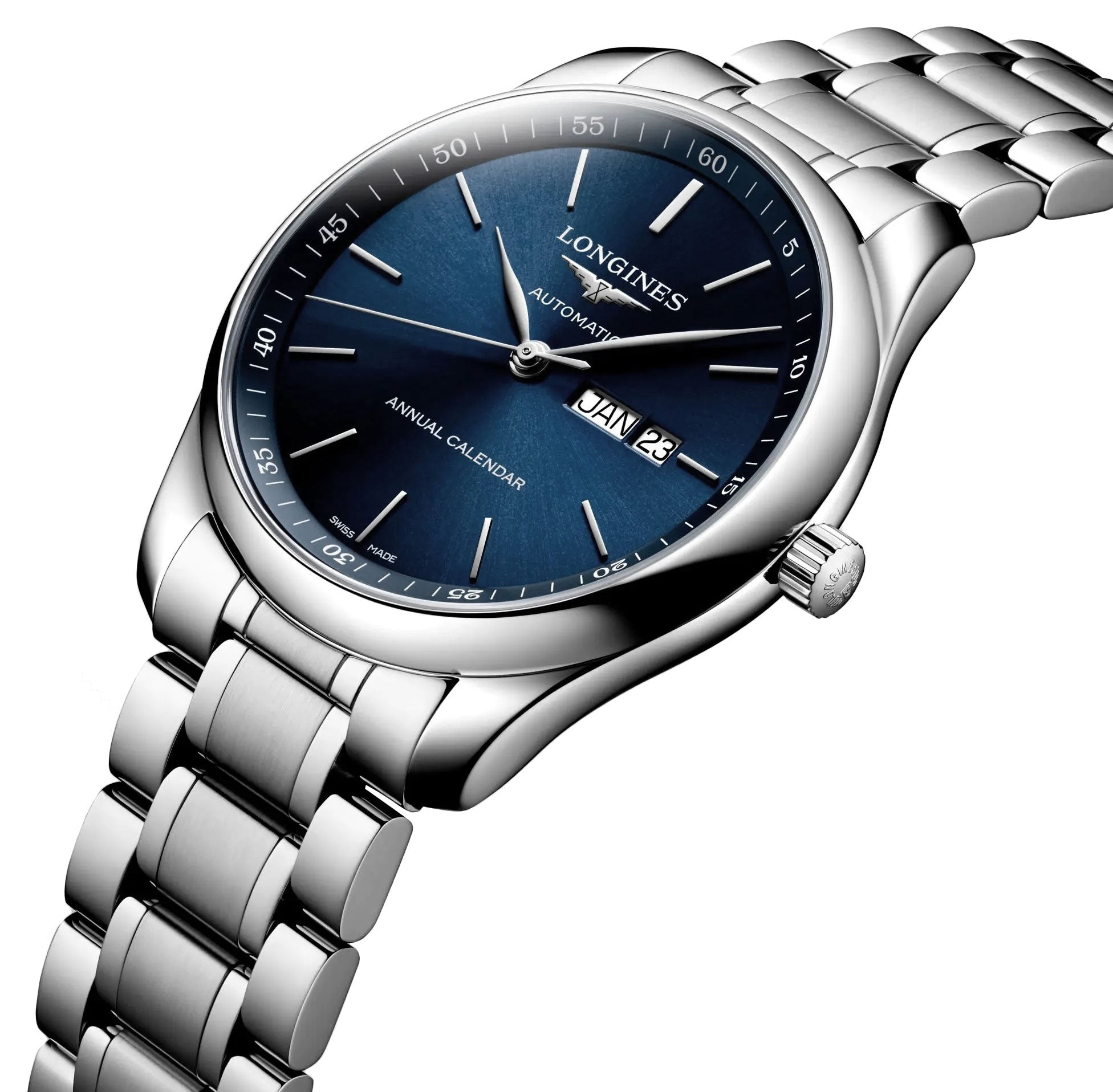 Longines Master Collection Automatic Stainless Steel Blue Dial Date/Month Mens Watch L2.910.4.92.6 wholesalehk.shop