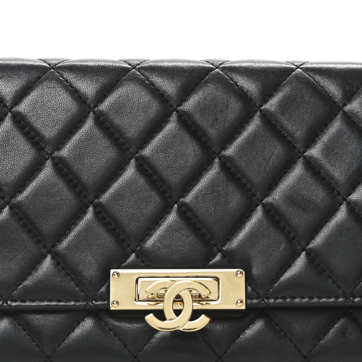 Lambskin Quilted Golden Class Wallet on Chain WOC Black wholesalehk.shop