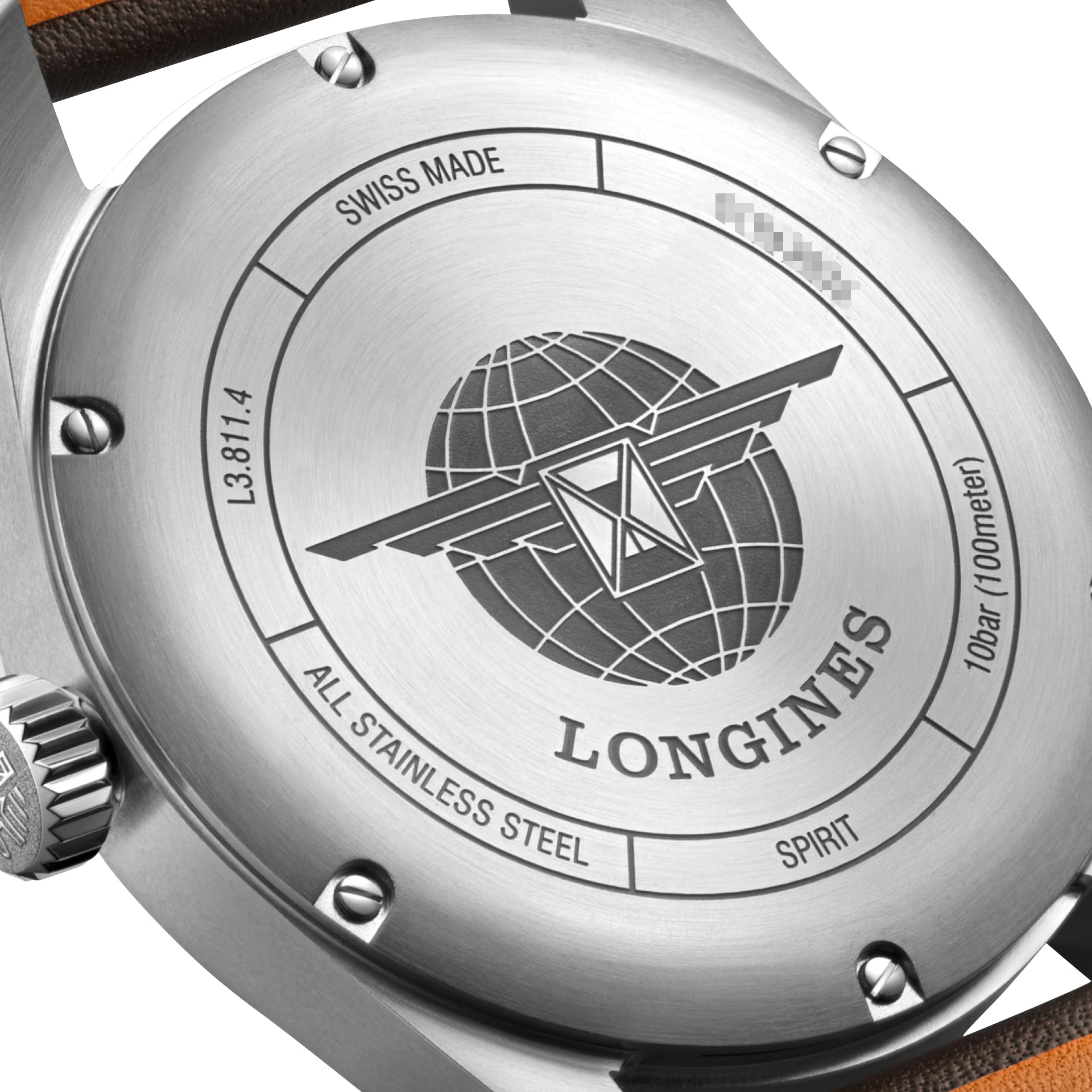 Longines Spirit Automatic COSC Stainless Steel Black Dial Brown Leather Strap Date Mens Watch L3.811.4.53.0 wholesalehk.shop