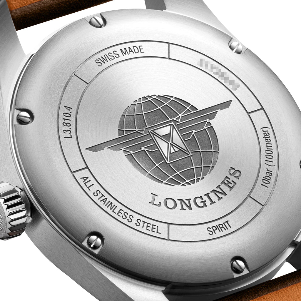 Longines Spirit Automatic COSC Stainless Steel Black Dial Brown Leather Strap Date Mens Watch L3.810.4.53.0 wholesalehk.shop