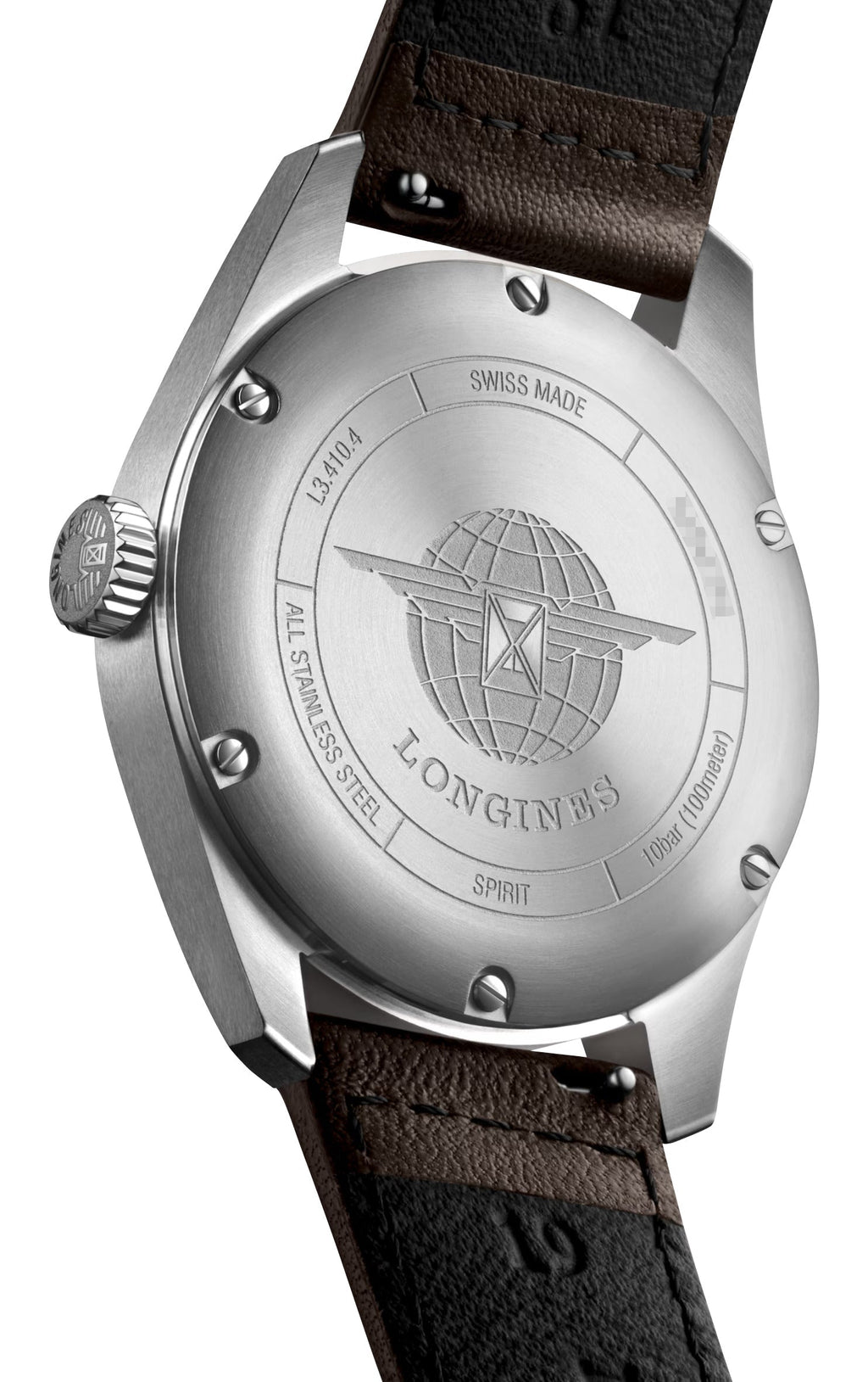 Longines Spirit Automatic COSC Stainless Steel Black Dial Brown Leather Strap Date Unisex Watch L3.410.4.53.0 wholesalehk.shop