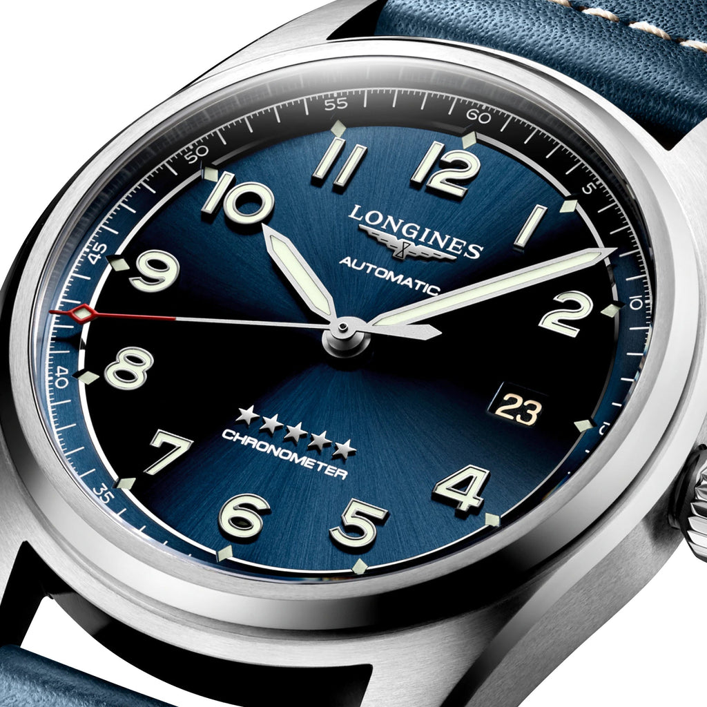 Longines Spirit Automatic COSC Stainless Steel Blue Dial Blue Leather Strap Date Mens Watch L3.810.4.93.0 wholesalehk.shop