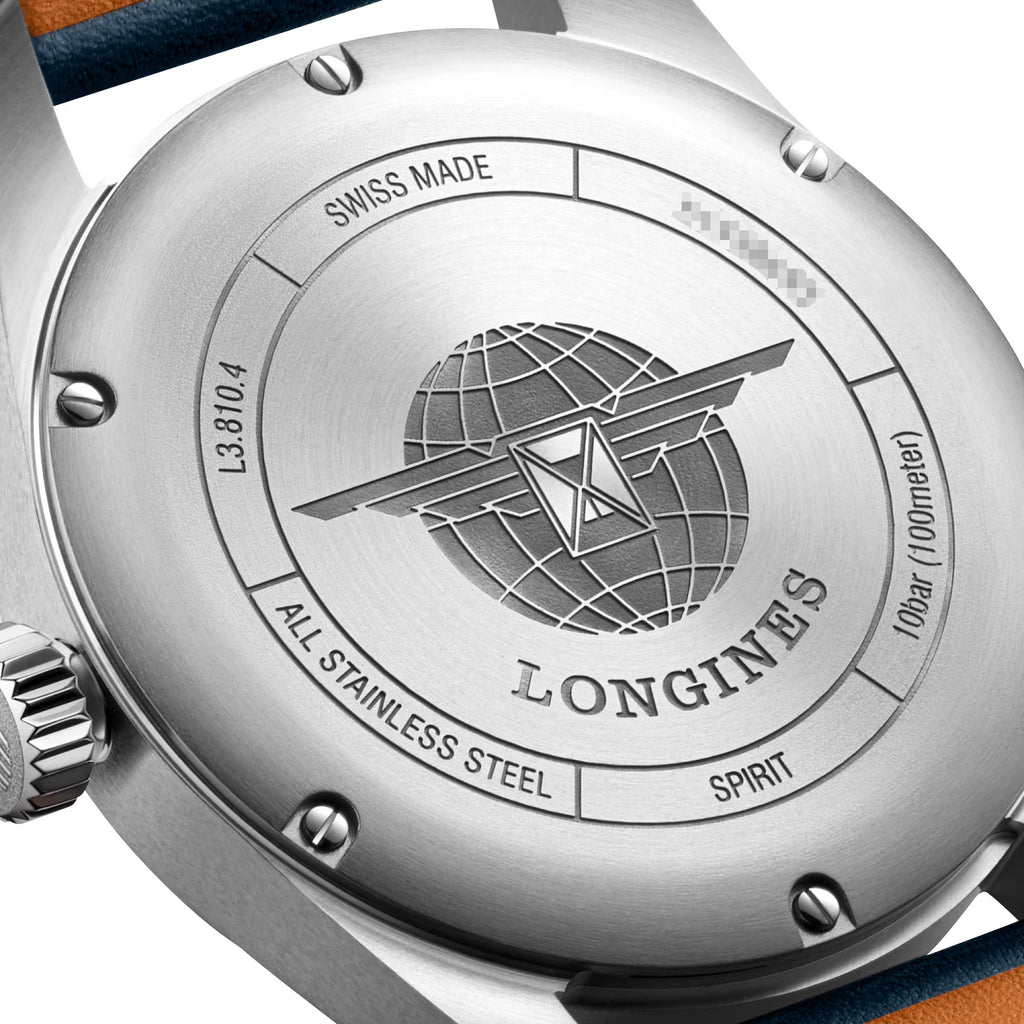 Longines Spirit Automatic COSC Stainless Steel Blue Dial Blue Leather Strap Date Mens Watch L3.810.4.93.0 wholesalehk.shop