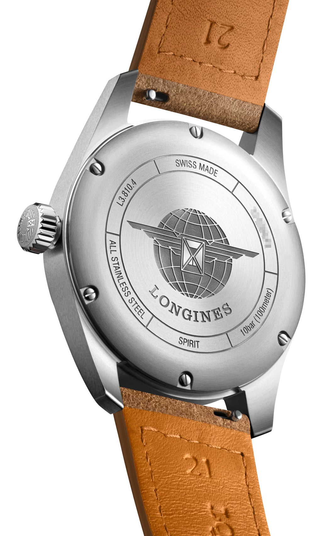Longines Spirit Automatic COSC Stainless Steel Green Dial Brown Leather Strap Date Mens Watch L3.810.4.03.2 wholesalehk.shop