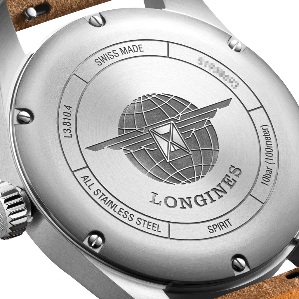 Longines Spirit Automatic COSC Stainless Steel Green Dial Brown Leather Strap Date Mens Watch L3.810.4.03.2 wholesalehk.shop