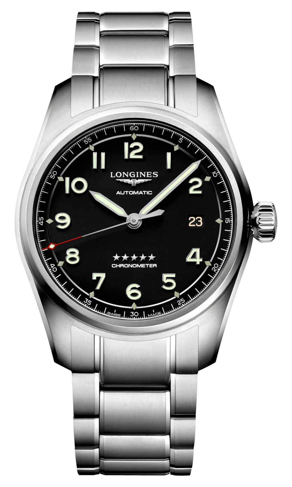 Longines Spirit Prestige Edition Automatic COSC Stainless Steel Black Dial Interchangeable Brown Leather/NATO Strap Date Mens Watch L3.810.4.53.9 wholesalehk.shop