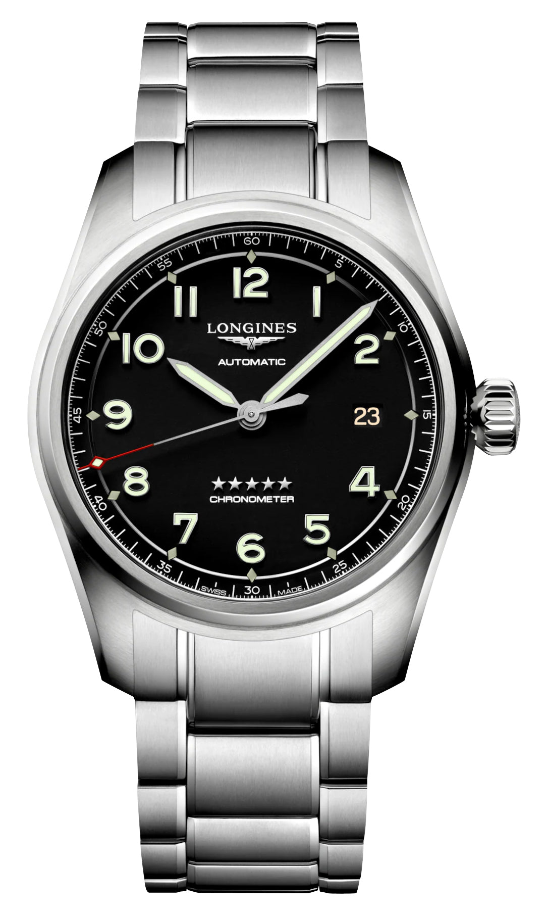 Longines Spirit Prestige Edition Automatic COSC Stainless Steel Black Dial Interchangeable Brown Leather/NATO Strap Date Mens Watch L3.810.4.53.9 wholesalehk.shop