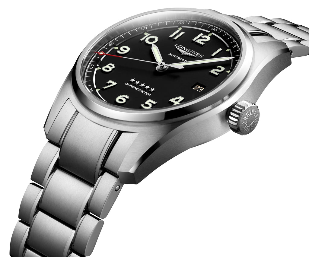 Longines Spirit Prestige Edition Automatic COSC Stainless Steel Black Dial Interchangeable Brown Leather/NATO Strap Date Mens Watch L3.810.4.53.9 wholesalehk.shop