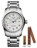 Longines Spirit Prestige Edition Automatic COSC Stainless Steel Silver Dial Interchangeable Brown Leather/NATO Strap Date Mens Watch L3.810.4.73.9 wholesalehk.shop
