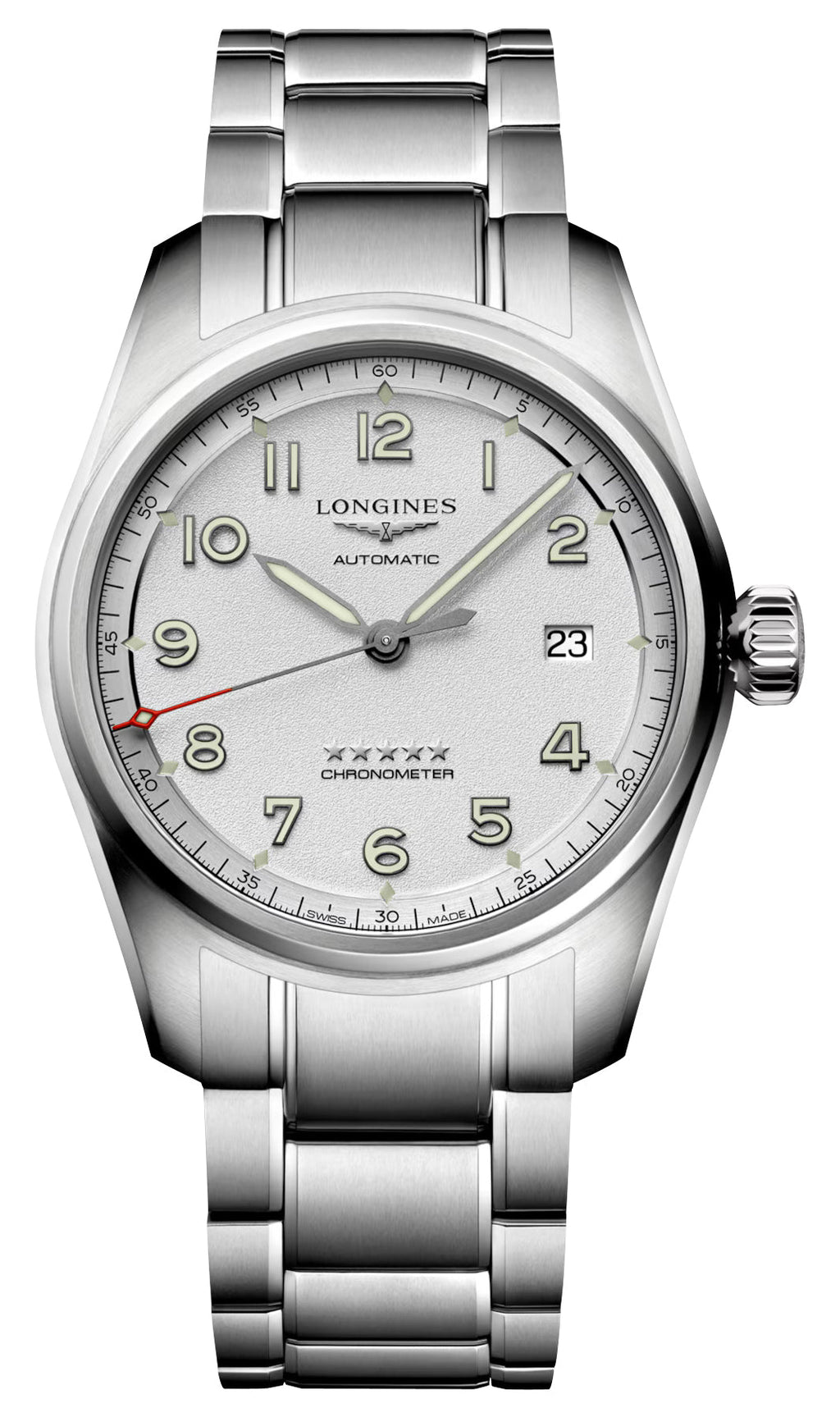 Longines Spirit Prestige Edition Automatic COSC Stainless Steel Silver Dial Interchangeable Brown Leather/NATO Strap Date Mens Watch L3.810.4.73.9 wholesalehk.shop