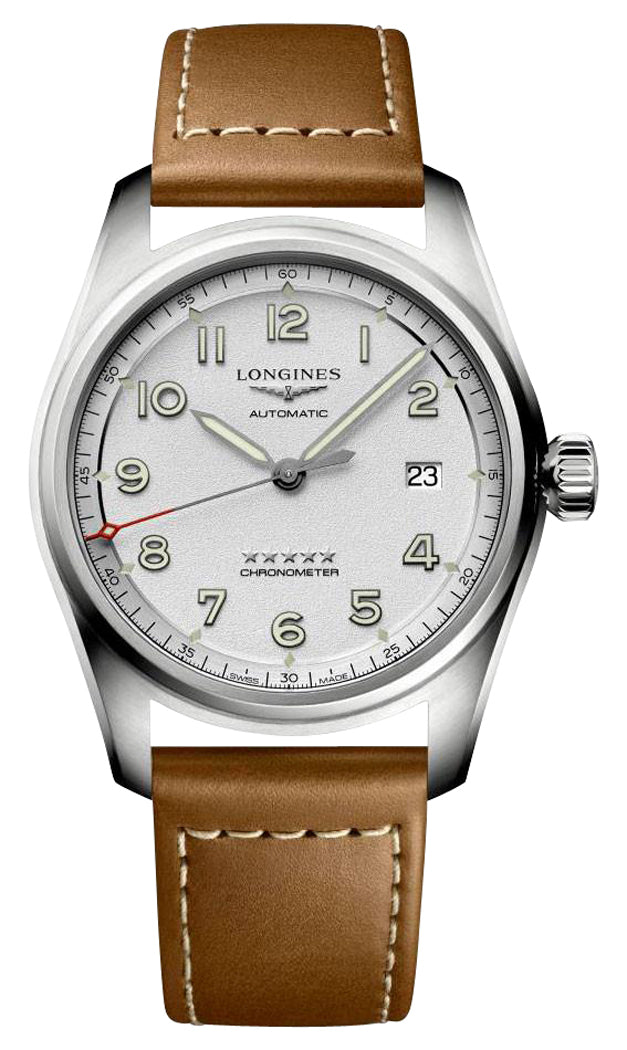 Longines Spirit Prestige Edition Automatic COSC Stainless Steel Silver Dial Interchangeable Brown Leather/NATO Strap Date Mens Watch L3.810.4.73.9 wholesalehk.shop