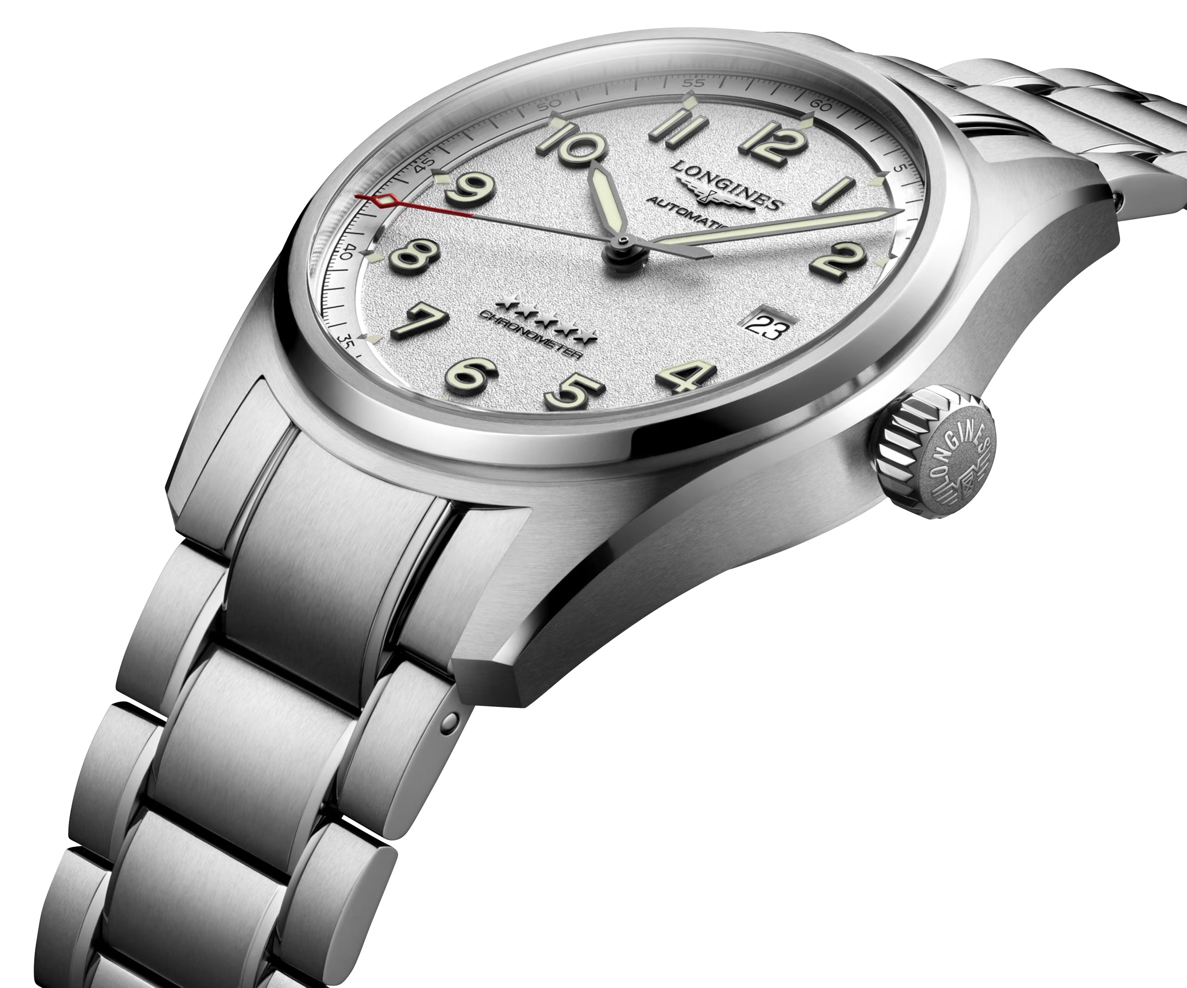Longines Spirit Prestige Edition Automatic COSC Stainless Steel Silver Dial Interchangeable Brown Leather/NATO Strap Date Mens Watch L3.810.4.73.9 wholesalehk.shop