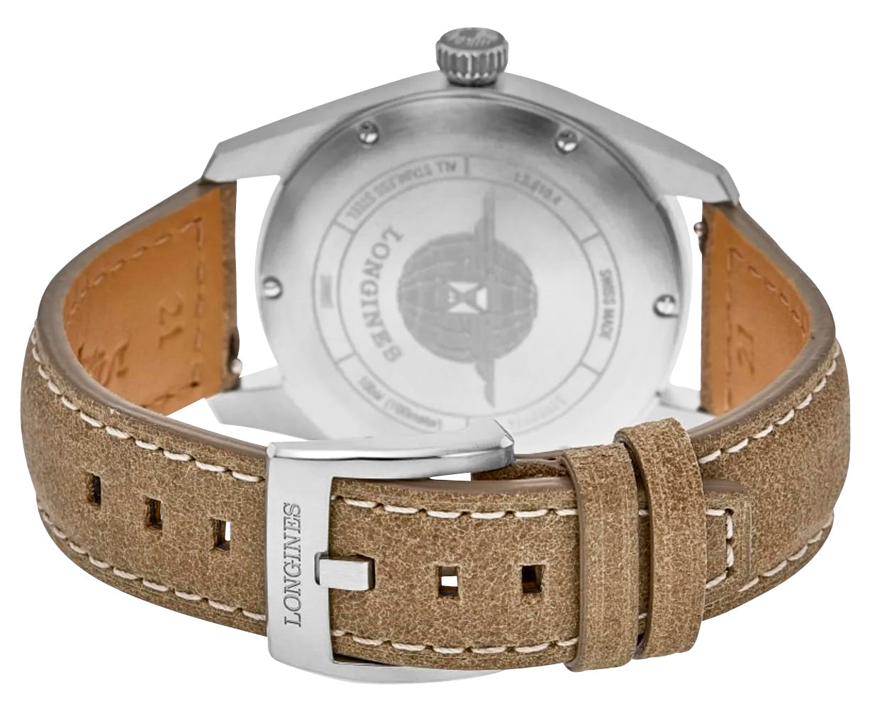 Longines Spirit Automatic COSC Stainless Steel Green Dial Brown Leather Strap Date Mens Watch L3.810.4.03.2 wholesalehk.shop