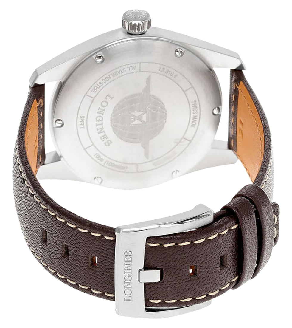 Longines Spirit Automatic COSC Stainless Steel Black Dial Brown Leather Strap Date Mens Watch L3.810.4.53.0 wholesalehk.shop