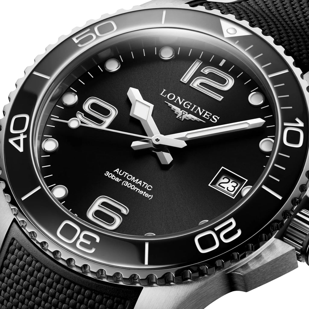 Longines HydroConquest Automatic Stainless Steel Black Dial Black Rubber Strap Date Divers Mens Watch L3.780.4.56.9 wholesalehk.shop