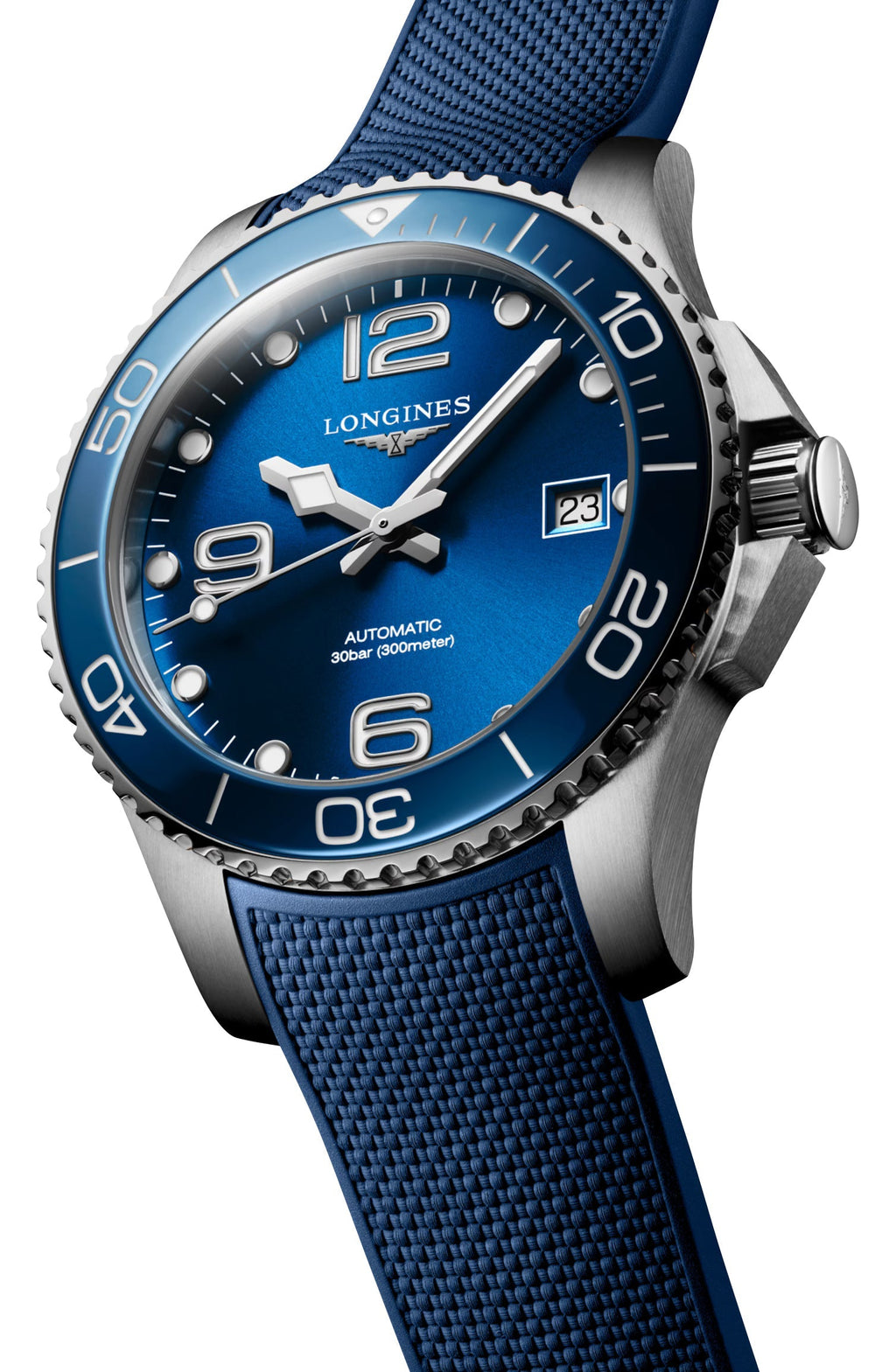 Longines HydroConquest Automatic Stainless Steel Blue Dial Blue Rubber Strap Date Divers Mens Watch L3.780.4.96.9 wholesalehk.shop