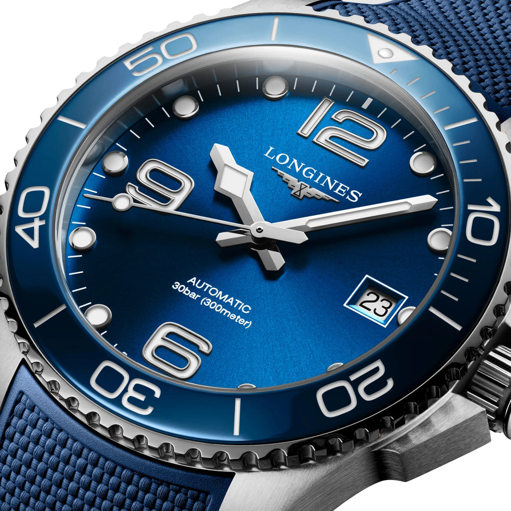 Longines HydroConquest Automatic Stainless Steel Blue Dial Blue Rubber Strap Date Divers Mens Watch L3.780.4.96.9 wholesalehk.shop