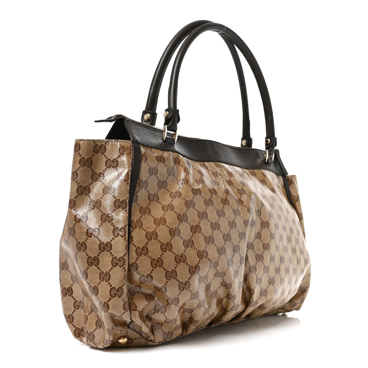 Crystal Monogram Large D Gold Ring Tote Dark Brown wholesalehk.shop