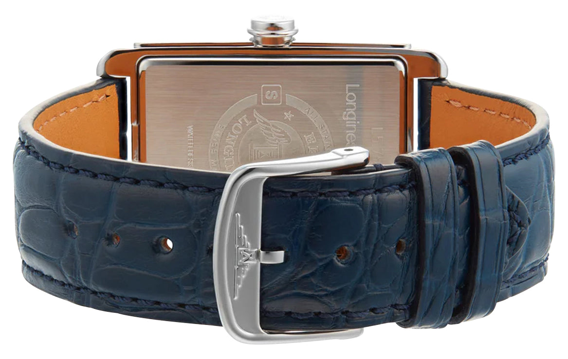 Longines DolceVita Automatic Stainless Steel Silver Dial Blue Leather Strap Date Unisex Watch L5.757.4.73.9 wholesalehk.shop