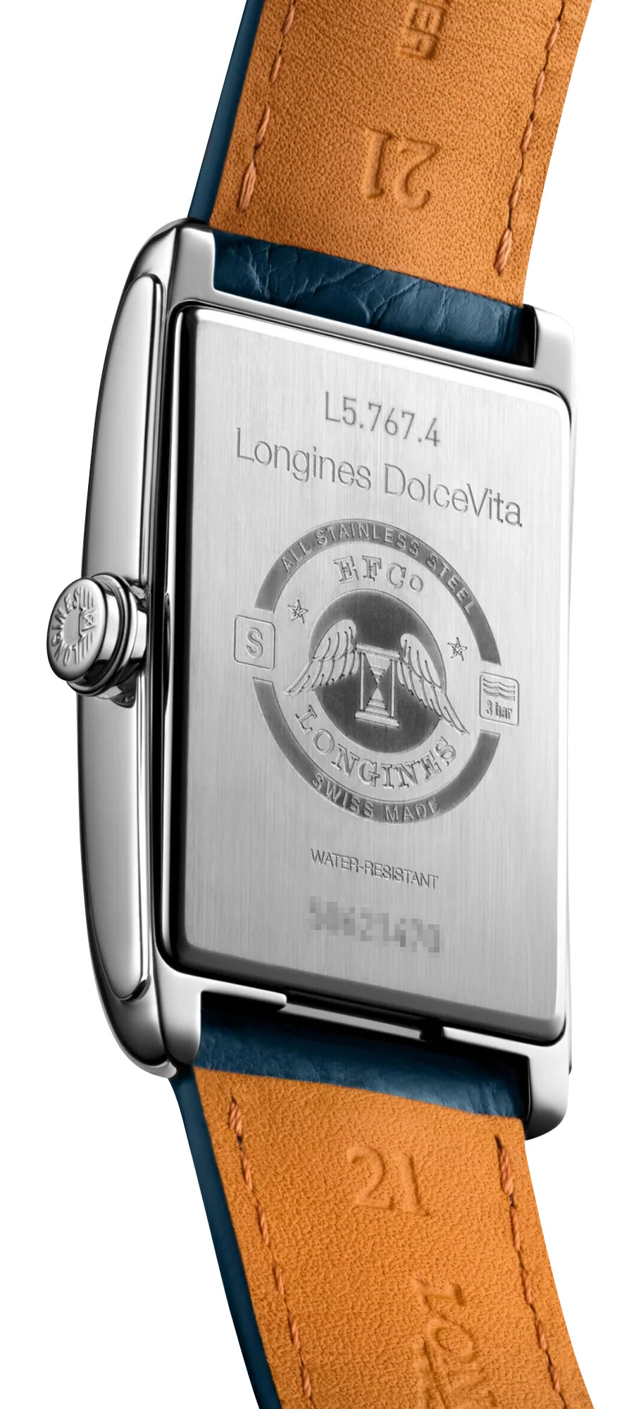Longines DolceVita Automatic Stainless Steel Silver Dial Blue Leather Strap Date Mens Watch L5.767.4.73.9 wholesalehk.shop