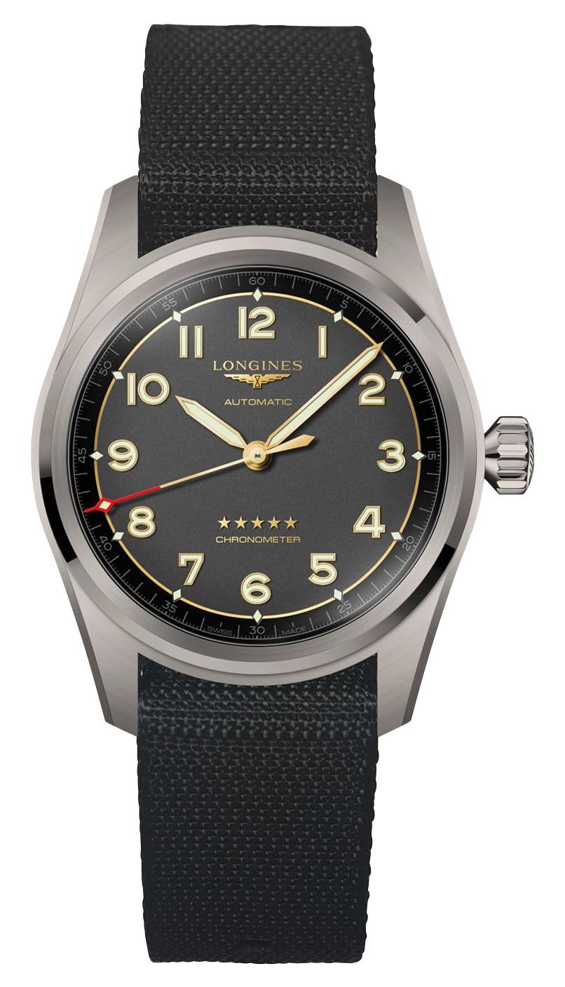 Longines Spirit Automatic COSC Titanium Gray Dial Black Nylon Strap Mens Watch L3.810.1.53.2 wholesalehk.shop