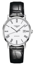 Longines Elegant Automatic Stainless Steel White Dial Black Leather Strap Date Mens Watch L4.910.4.11.2 wholesalehk.shop