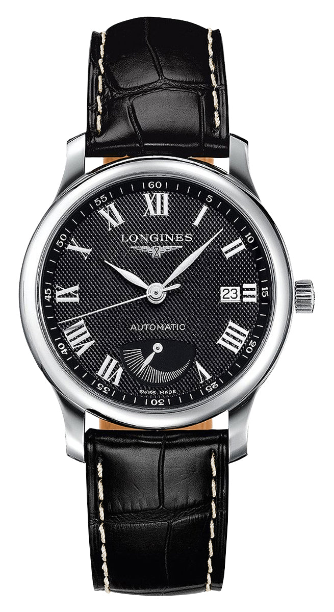 Longines Master Collection Automatic Stainless Steel Black Dial Black Leather Strap Date Power Reserve Mens Watch L2.708.4.51.7 wholesalehk.shop
