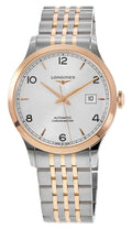 Longines Record Automatic COSC Stainless Steel & 18K Rose Gold Silver Dial Date Mens Watch L2.821.5.76.7 wholesalehk.shop