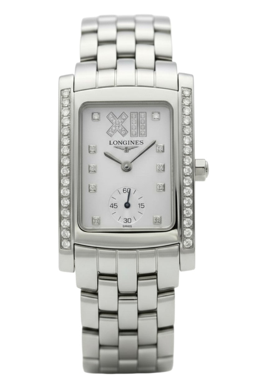 Longines DolceVita Stainless Steel Mother-Of-Pearl Dial Diamonds Quartz Womens Watch L5.502.0.05.6 wholesalehk.shop