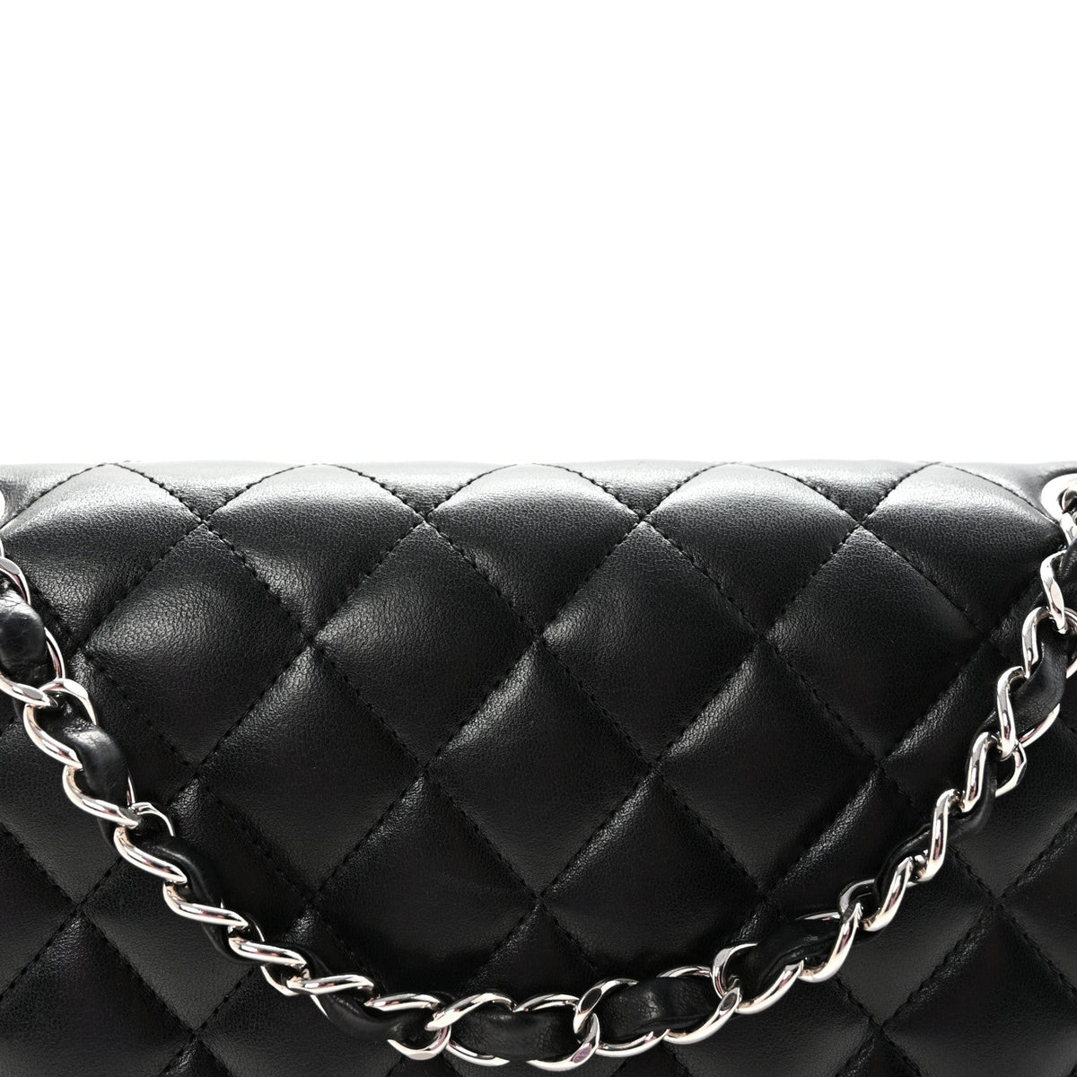 Lambskin Quilted Medium Double Flap Black wholesalehk.shop