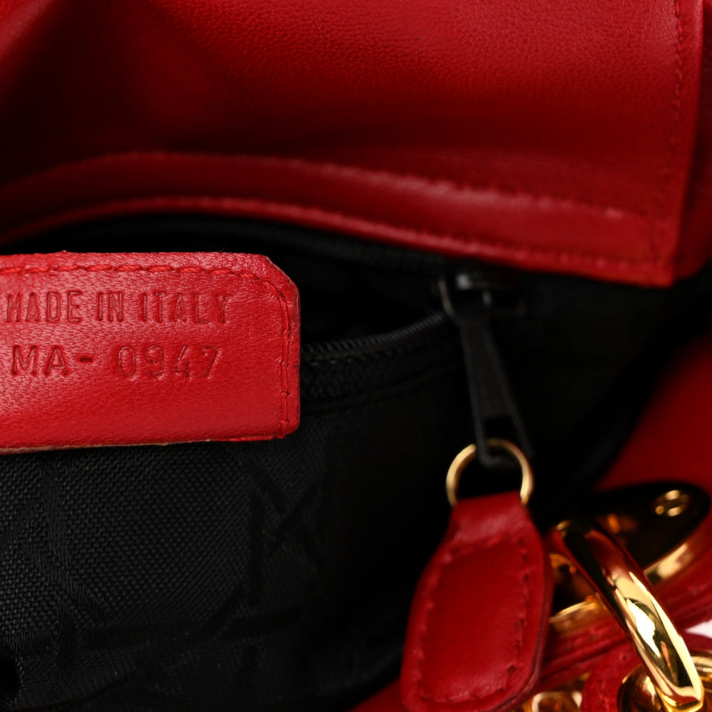 Lambskin Cannage Mini Lady Dior Red wholesalehk.shop