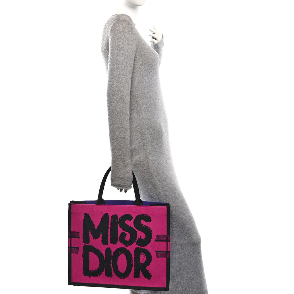 Canvas Embroidered Large Miss Dior Graffiti Book Tote Fuchsia Purple £¨ Direct shipment via from wholesalehk.shop