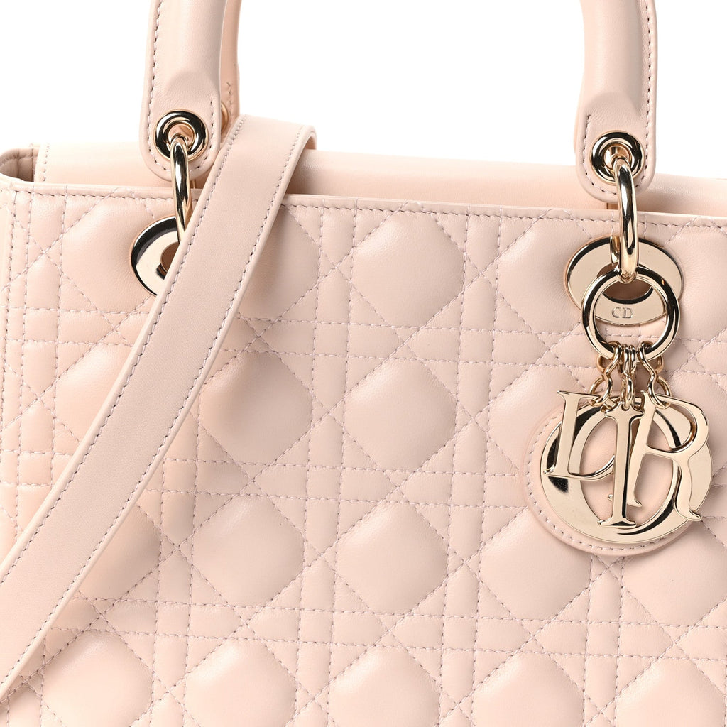 Lambskin Cannage Medium Lady Dior Light Pink wholesalehk.shop
