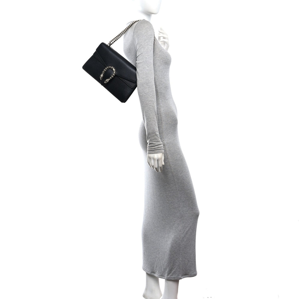 Pebbled Calfskin Small Dionysus Shoulder Bag Black wholesalehk.shop