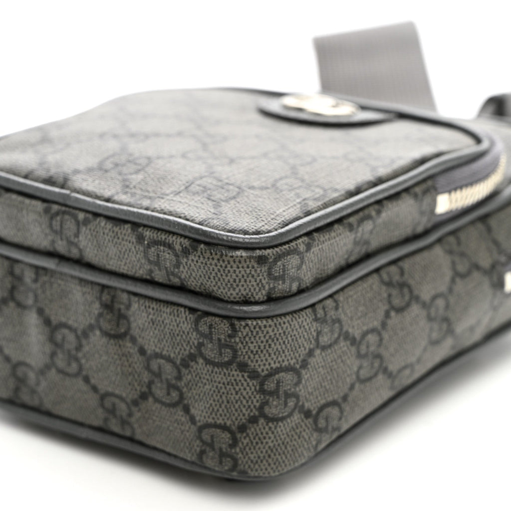 GG Supreme Monogram Textured Dollar Calfskin Mini Ophidia Messenger Grey Black Graphite Grey wholesalehk.shop