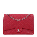 Caviar Quilted Maxi Double Flap Dark Red wholesalehk.shop