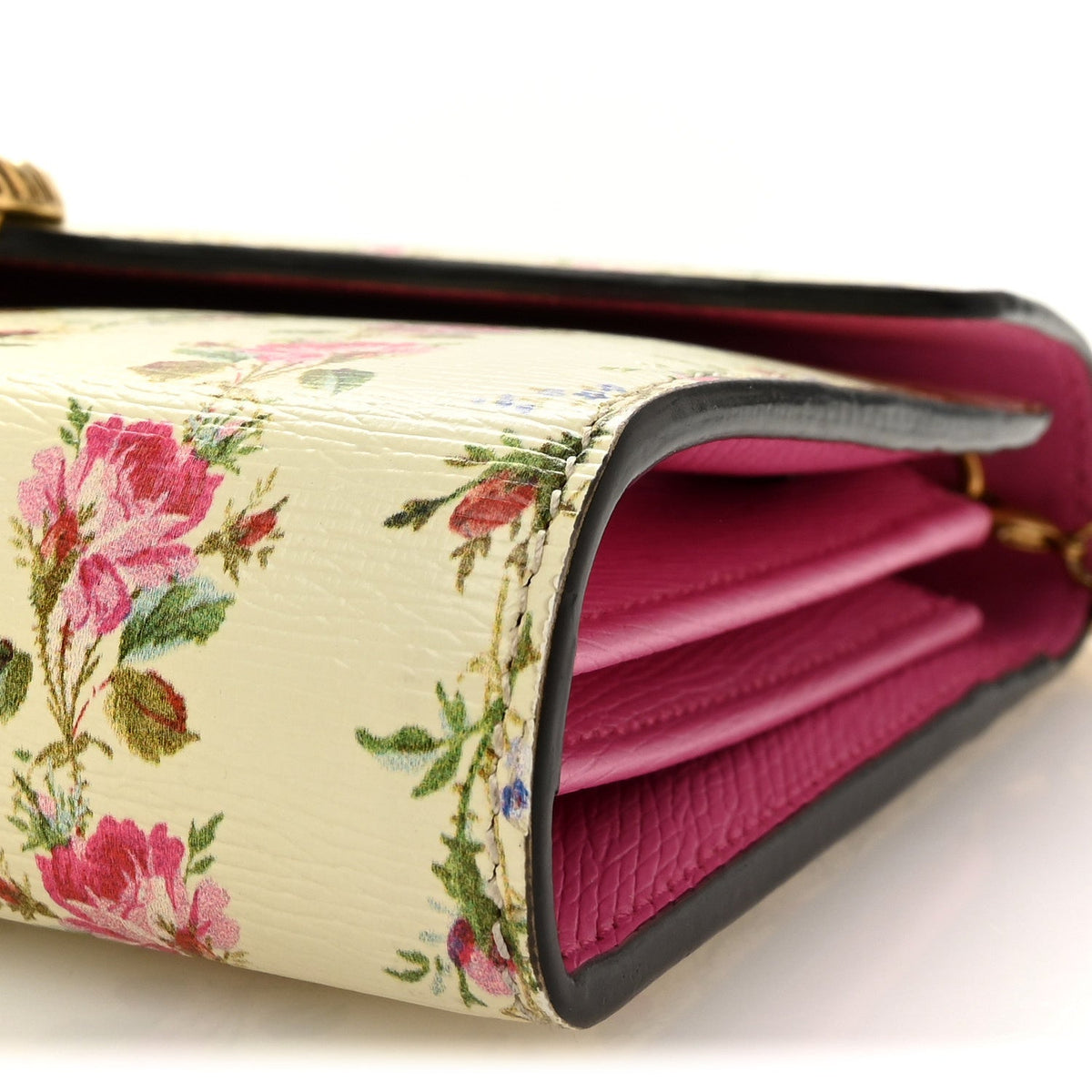 Calfskin Floral Print Mini Dionysus Chain Wallet Ivory Pink wholesalehk.shop