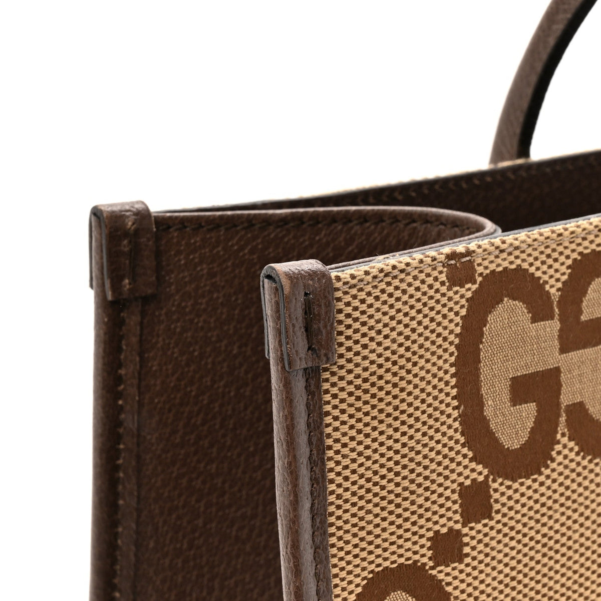 Monogram Jumbo GG Textured Dollar Calfskin Web Tote Bag Camel Ebony New Acero wholesalehk.shop