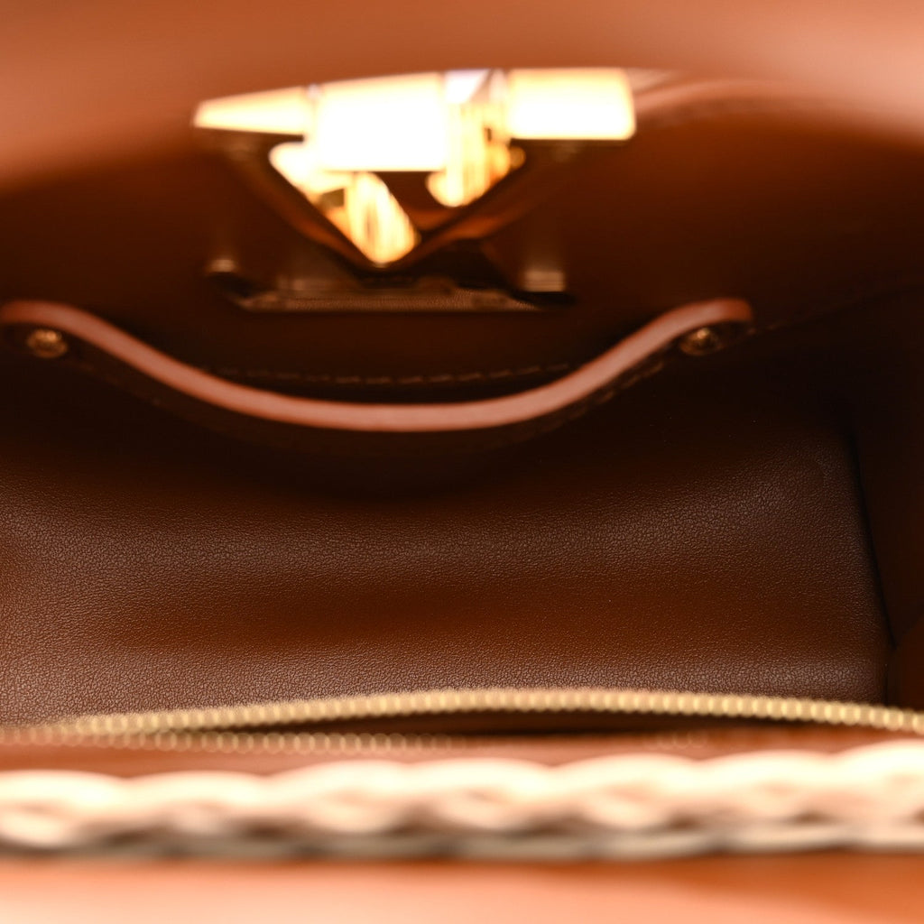 Rattan Calfskin Capucines Mini Brown £¨ Direct shipment via from wholesalehk.shop