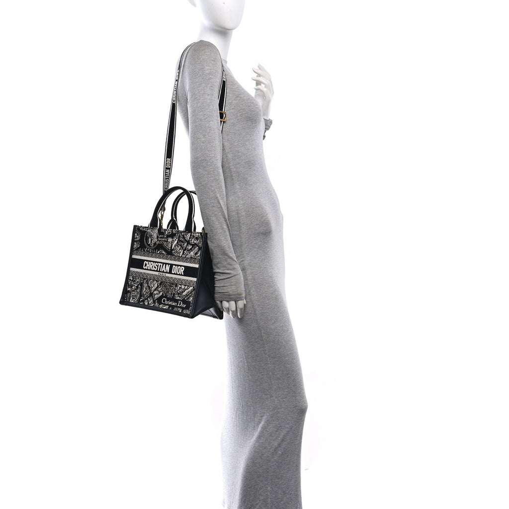 Canvas Calfskin Embroidered Small Plan De Paris Book Tote With Strap Black White £¨ Direct shipment via from wholesalehk.shop