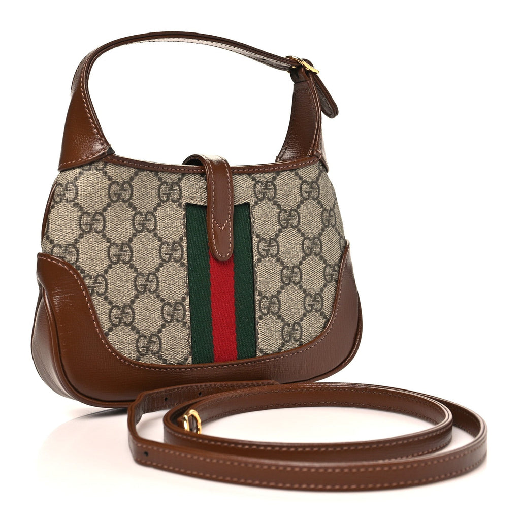 GG Supreme Monogram Azalea Calfskin Web Mini Jackie 1961 Hobo Beige Ebony Brown Sugar £¨ Direct shipment via from wholesalehk.shop