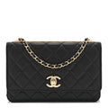 Lambskin Quilted Trendy CC Wallet On Chain WOC Black wholesalehk.shop