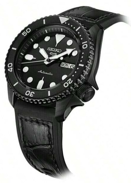 Seiko 5 Sport Automatic Black Dial Black Silicone Strap Watch For Men - SRPD65K3 wholesalehk.shop