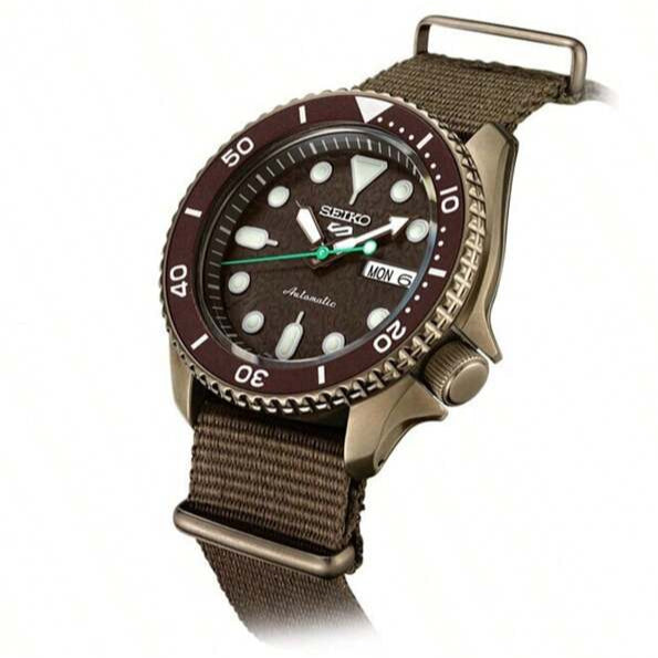 Seiko 5 Sport Automatic Brown Dial Brown Nylon Strap Watch For Men - SRPD85K1 wholesalehk.shop