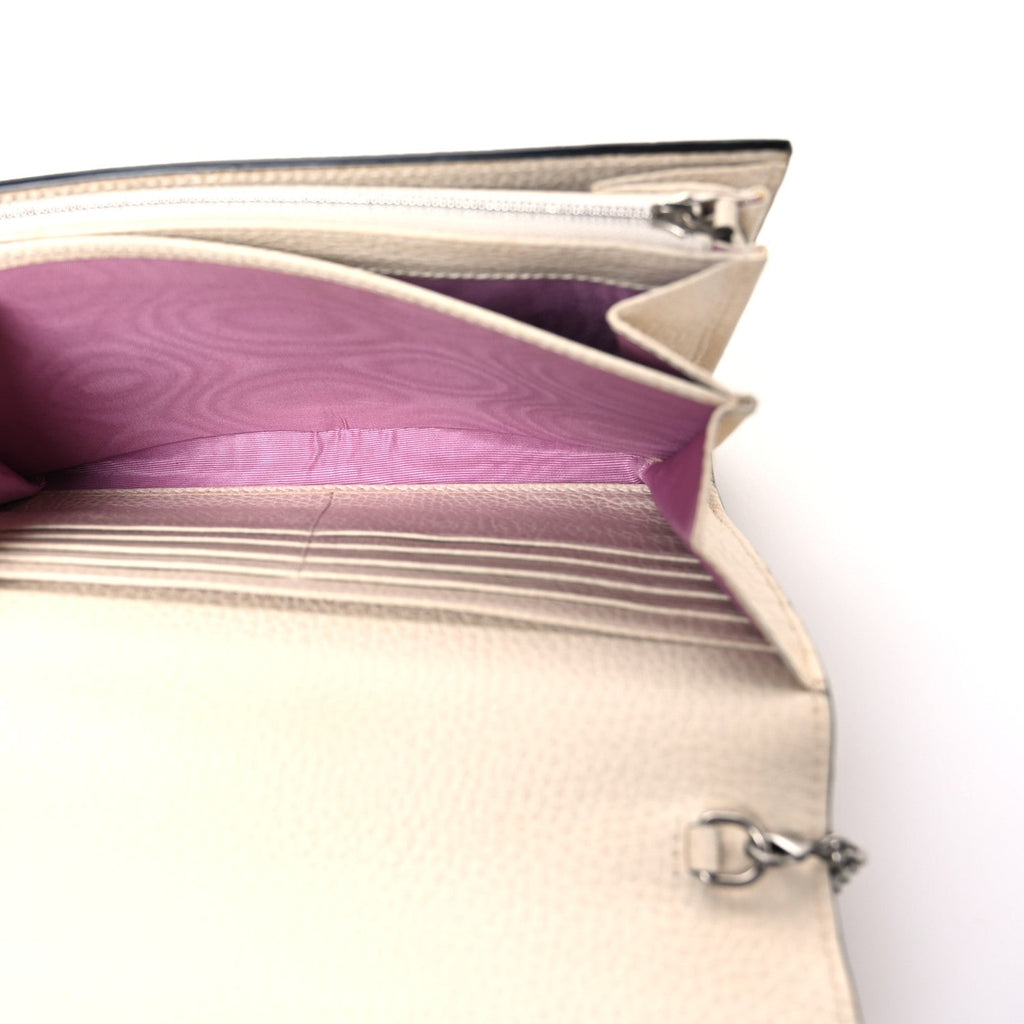 Dollar Calfskin Mini Dionysus Chain Wallet Mystic White wholesalehk.shop